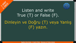 İNGİLİZCE 2. SINIF 8. ÜNİTE Ders Kitabı İngilizce Kelimelerin Okunuşu ve Anlamları (Tamamı)